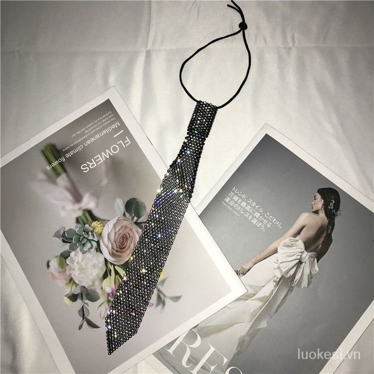 Cà Vạt Thắt Nút Nhỏ Màu Đen Đính Đá Lấp Lánh Thời Thượng Cho Nữ cxbluokesi.vn426