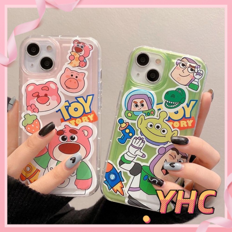 Ốp Lưng iPhone Hoạt hình Strawberry Bear Buzz Lightyear, túi khí giảm chấn, vỏ mềm silica gel chống rơi Cho Iphone 6 / 6S / 6splus / se / 7 / 7plus / 8 / 8plus / X / xs / xsmax / 11 / 12 / 13 / 14 / Plus / pro max-725