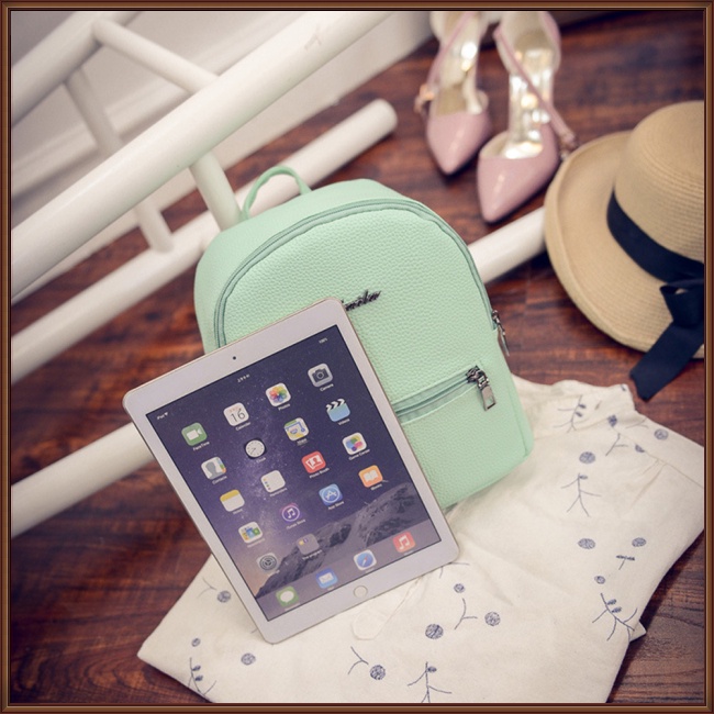 Ba Lô Da PU Mềm Mini Màu Kẹo Ngọt Thời Trang Cho Nữ