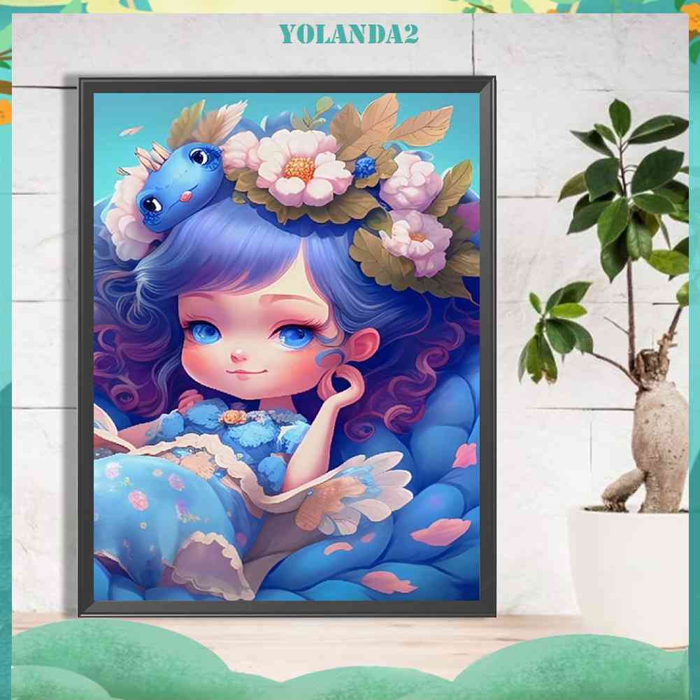 Bộ Tranh Đính Đá 5D Họa Tiết Hoạt Hình Cô Gái Độc Đáo DIY Dùng Trang Trí Nhà Cửa