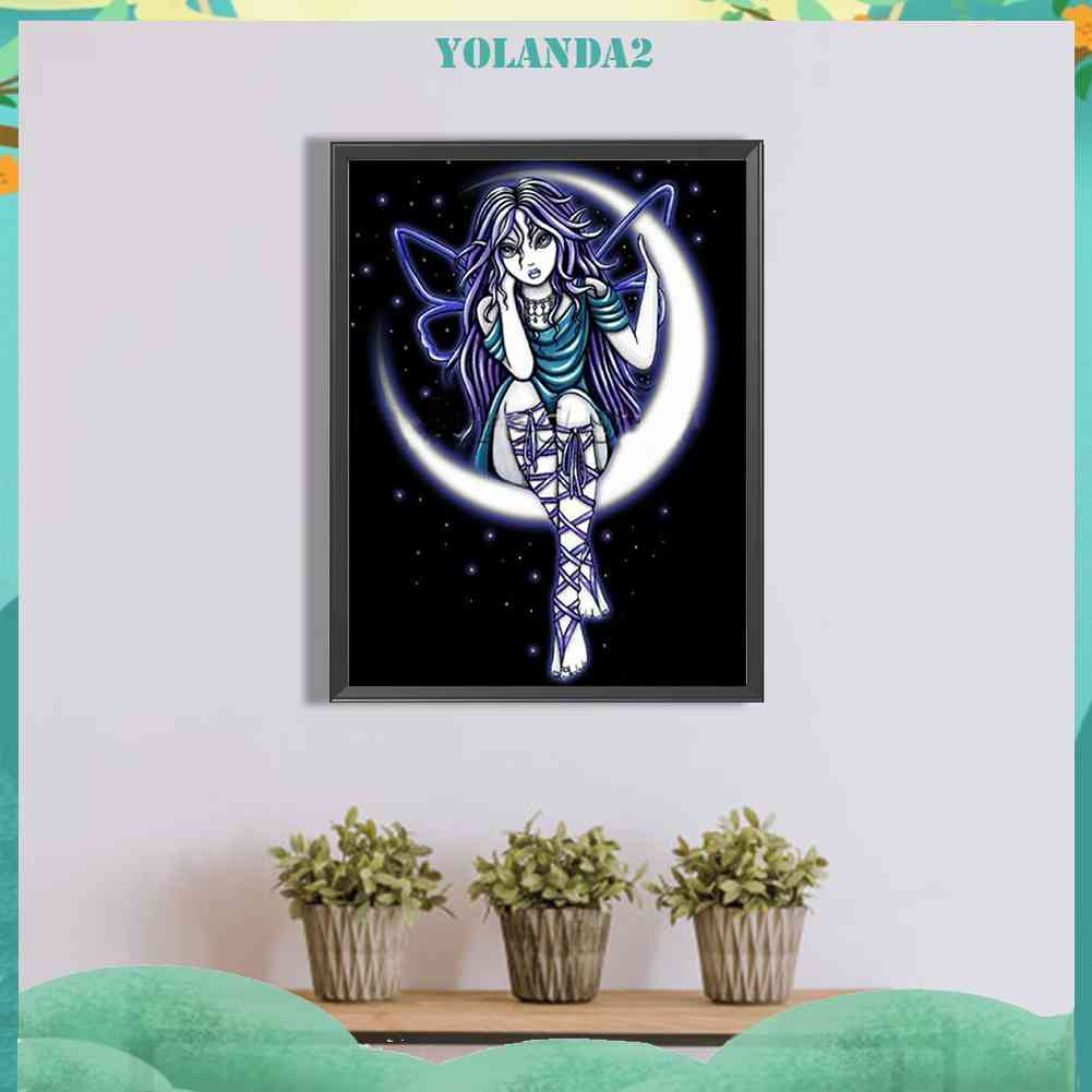 Bộ Tranh Đính Đá 5D Họa Tiết Mặt Trăng Độc Đáo DIY Dùng Trang Trí Nhà Cửa