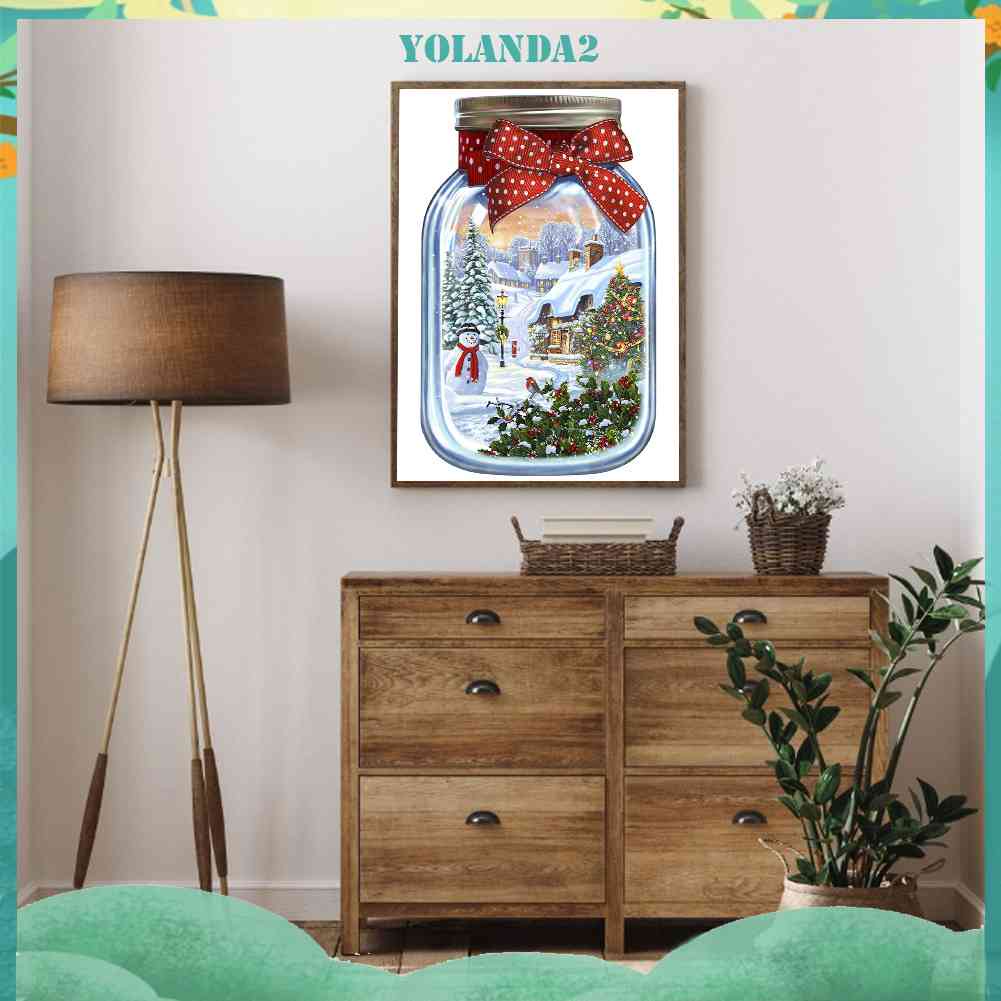 Tranh Đính Đá Kim Cương Toàn Bộ 5D DIY Hình Vẽ Lọ Hoa Giáng Sinh Trang Trí Nhà Cửa