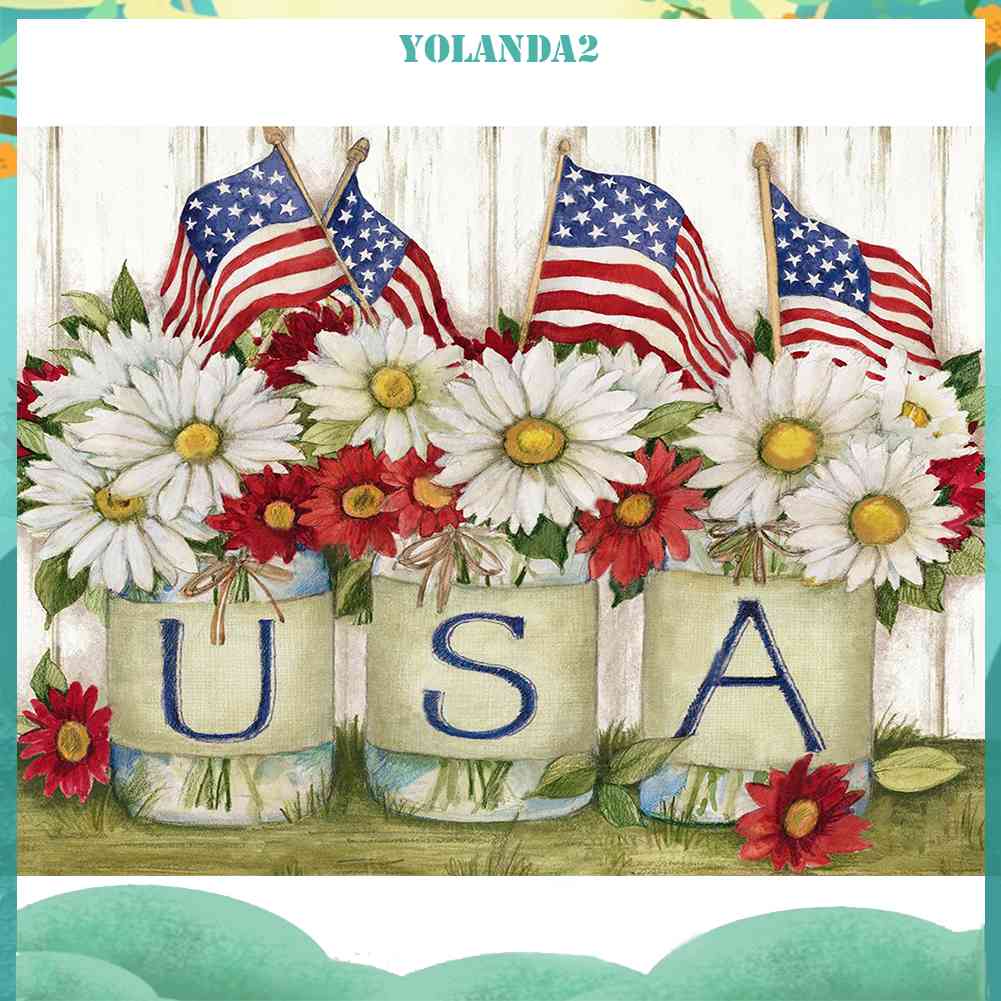 Tranh Đính Đá Kim Cương Toàn Bộ 5D DIY Hình Cờ Mỹ