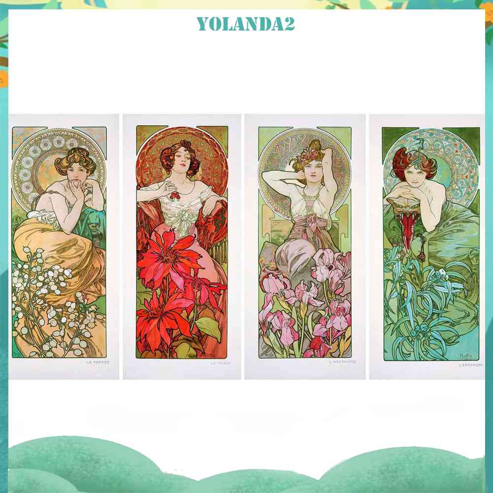 Tranh Đính Đá Kim Cương Toàn Bộ Bốn Mùa Hình Vẽ Người Phụ Nữ Trang Trí