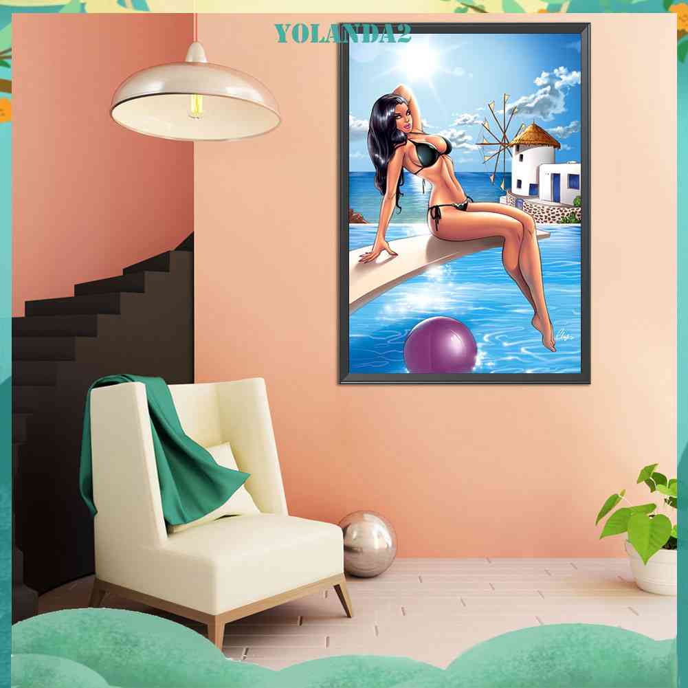 Tranh Đính Đá Kim Cương Toàn Bộ 5D DIY Hình Vẽ Người Đẹp Trang Trí Nhà Cửa