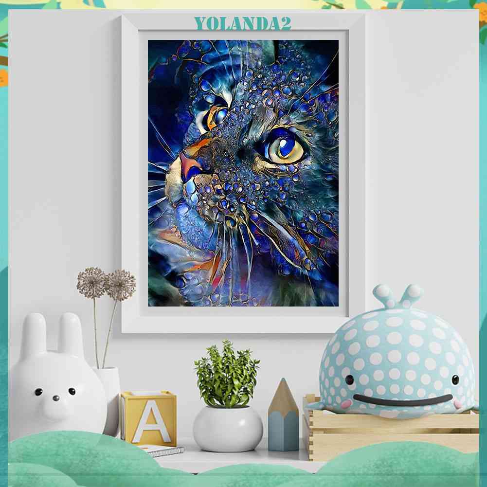 Bộ Tranh Đính Đá 5D Toàn Diện Họa Tiết Chú Mèo L.Roche Độc Đáo DIY