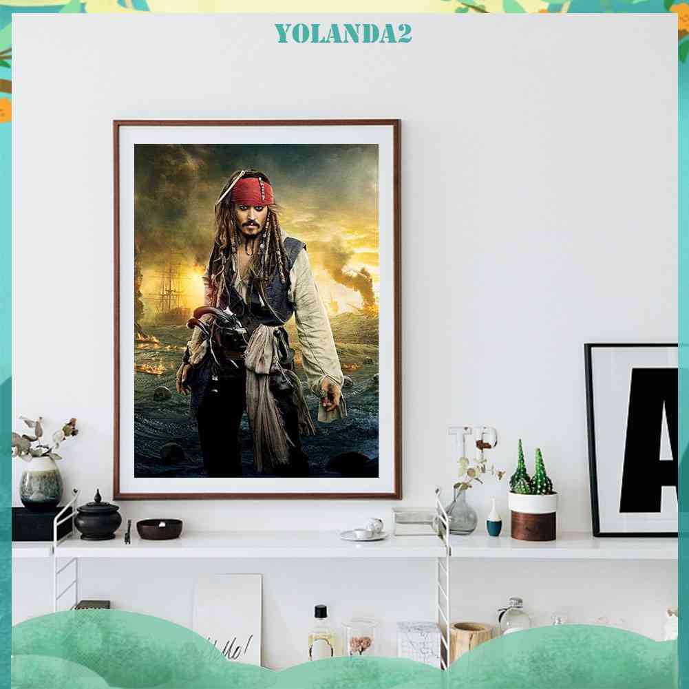 Tranh Đính Đá 5D Toàn Bộ Hạt Tròn Hình Thuyền Trưởng Jack Mosaic