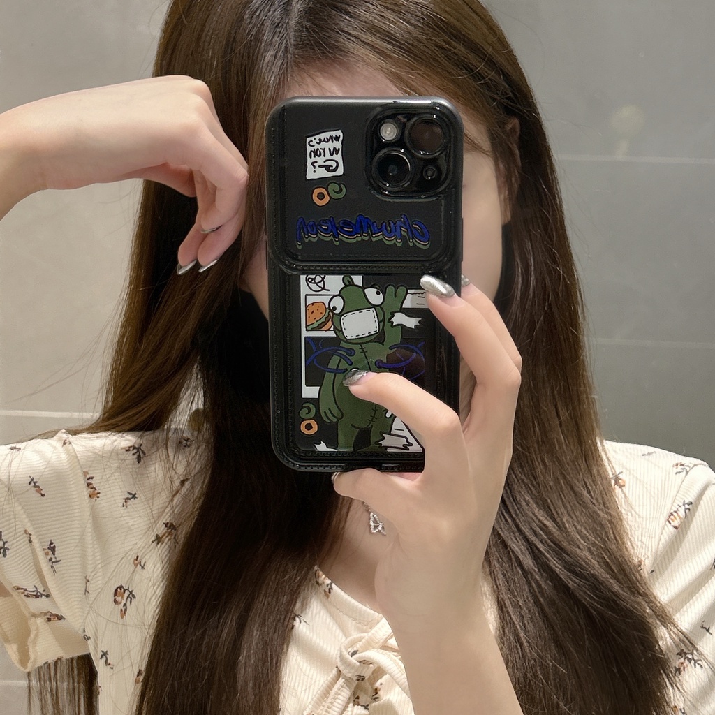 Ốp Điện Thoại TPU Dẻo Đen In Hình Ếch Hoạt Hình Sáng Tạo Cho iPhone11 12 13 14 Pro Max