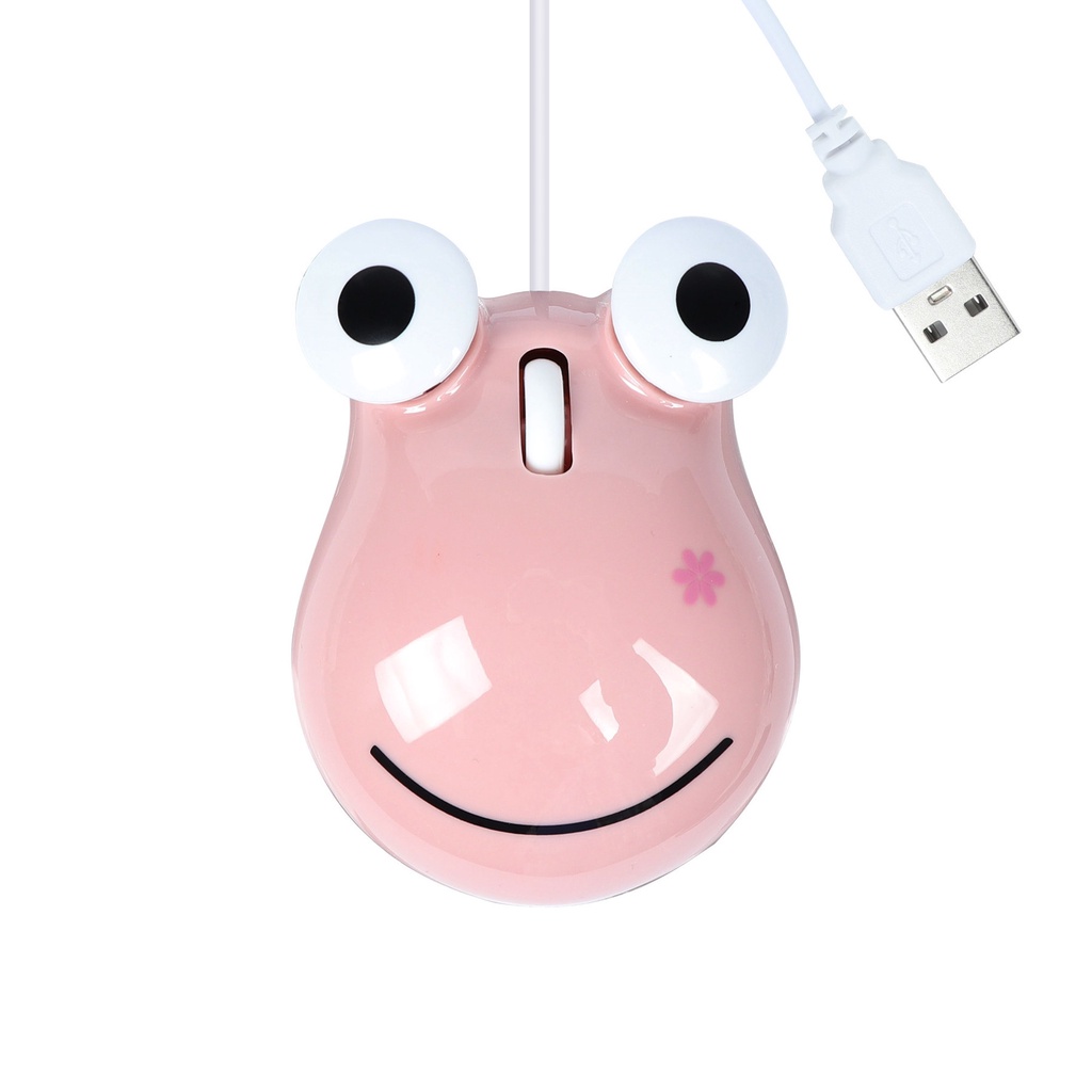 Bộ Chuột Và Bàn Phím Máy Tính Có Dây USB 1600DPI Hình Ếch Hoạt Hình Cho Trẻ Em