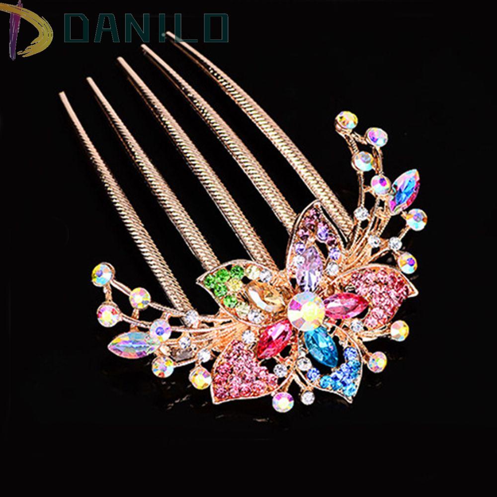 Lược Cài Tóc Hình Hoa Đính Đá Nhiều Màu Thời Trang Hàn Quốc Cho Nữ