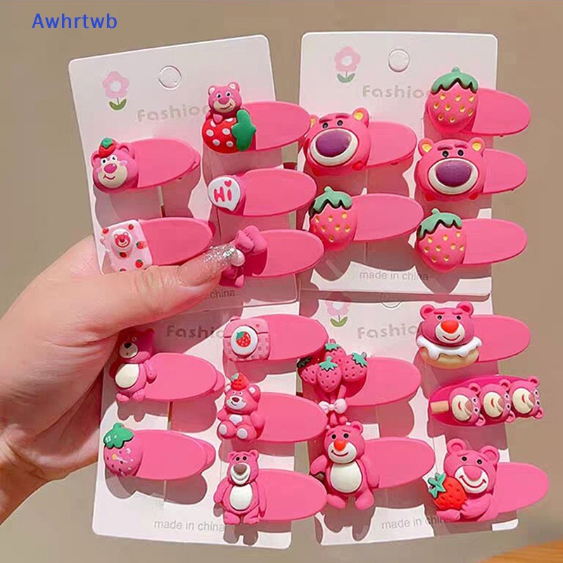 Set 5 Kẹp Tóc Hình Gấu / Dâu Tây Dễ Thương Cho Bé Gái Mới