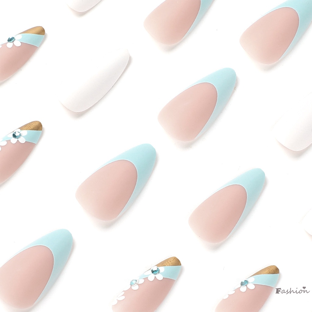 Keo Dán Móng Giả Hình Hoa Đính Kim Cương Giả Màu Xanh Dương Có Thể Tái Sử Dụng