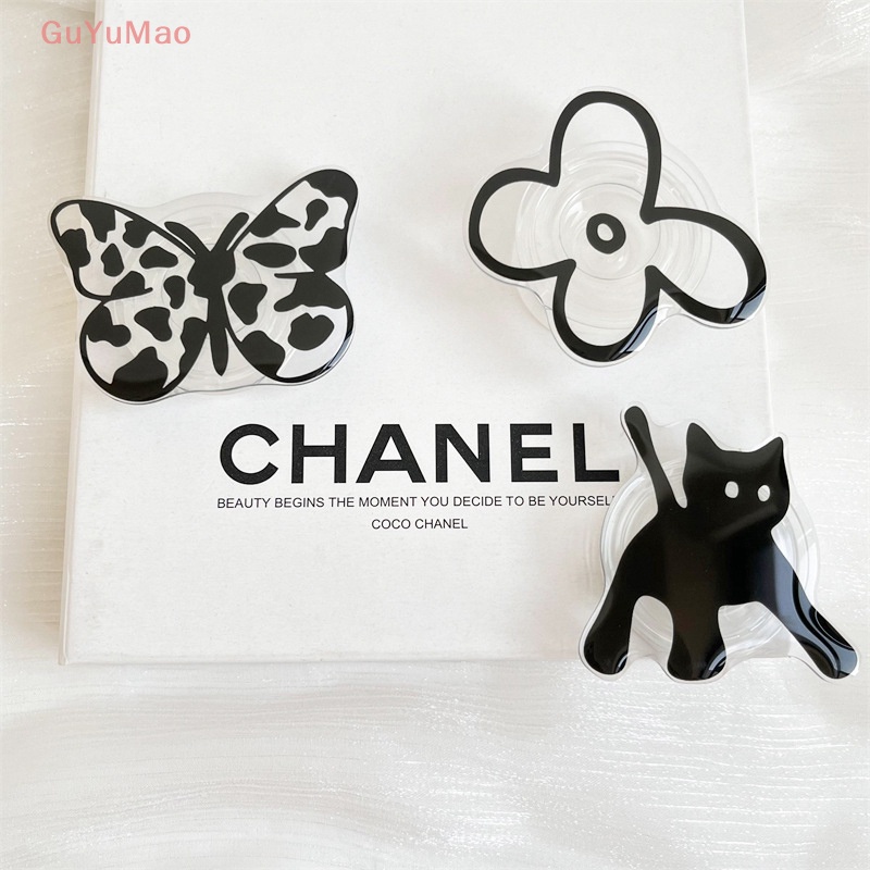 [cxGUYU] Giá Đỡ Điện Thoại Hình Hoa Bướm Màu Đen Dễ Thương Phong Cách Hàn Quốc Cho iPhone Samsung