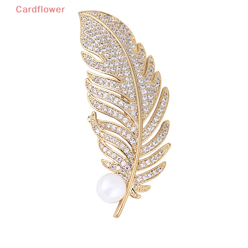 Ghim Cài Áo Hình Lông Vũ Đính Ngọc Trai Nhân Tạo Thời Trang Mới