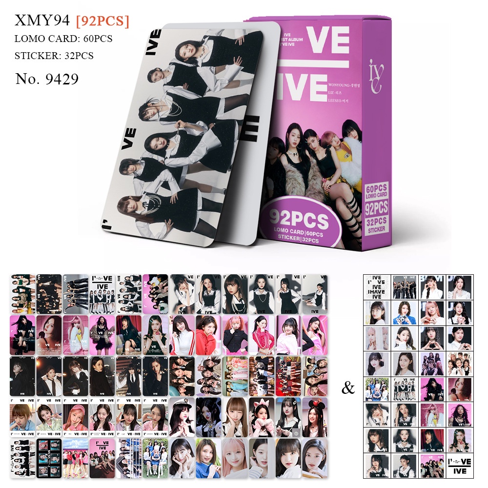 IVE Album《I'VE IVE》Photocard Double Sided Lomo Card 60 thẻ + nhãn dán 32 chiếc