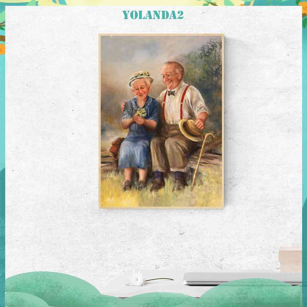 Tranh Đính Đá Kim Cương Toàn Bộ 5D DIY Hình Người Già Ấm Áp