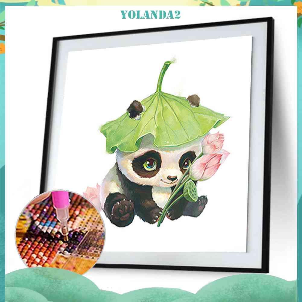 Tranh Thêu Trang Trí Thủ Công 5D Hình Gấu Trúc Đáng Yêu (Mũi Thêu Hình X