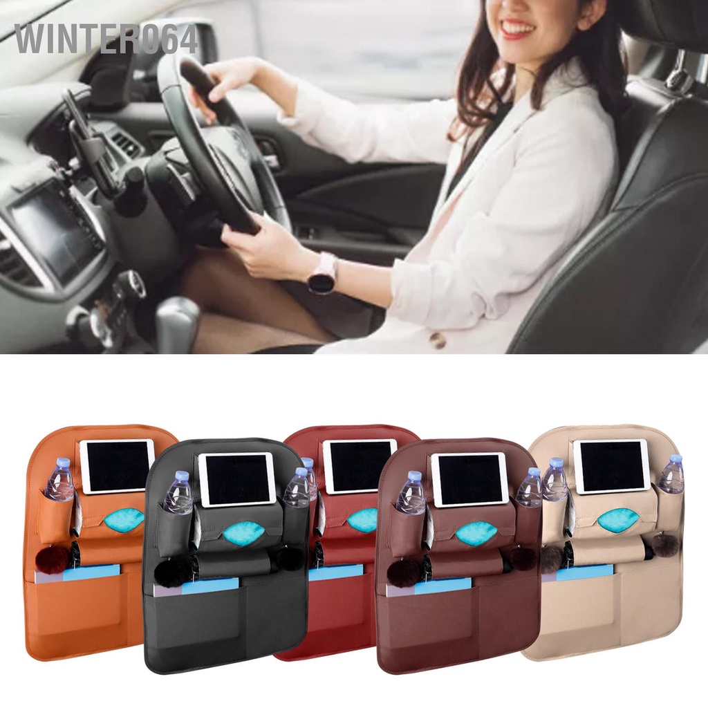 Winter064 Ghế Xe Ô Tô Lưng Túi Nhiều Tiết Kiệm Không Gian Bảo Vệ Da PU Người Tổ Chức Cho Cốc Nước Sách Mô