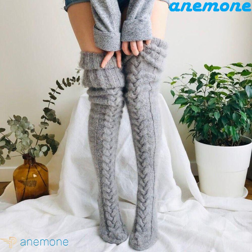 Vớ Dệt Kim Dày Cao Ngang Đùi Màu Sắc Ngọt Ngào Phong Cách Harajuku Thời Trang Mùa Đông Cho Nữ