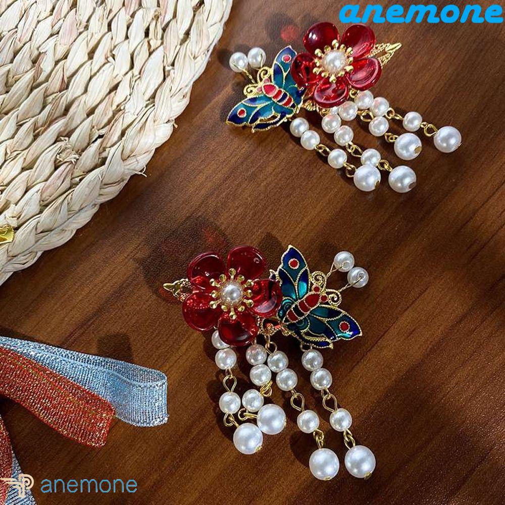 Kẹp Tóc Tua Rua Bằng Acrylic Hình Hoa &amp; Bướm Dễ Thương Cho Bé Gái