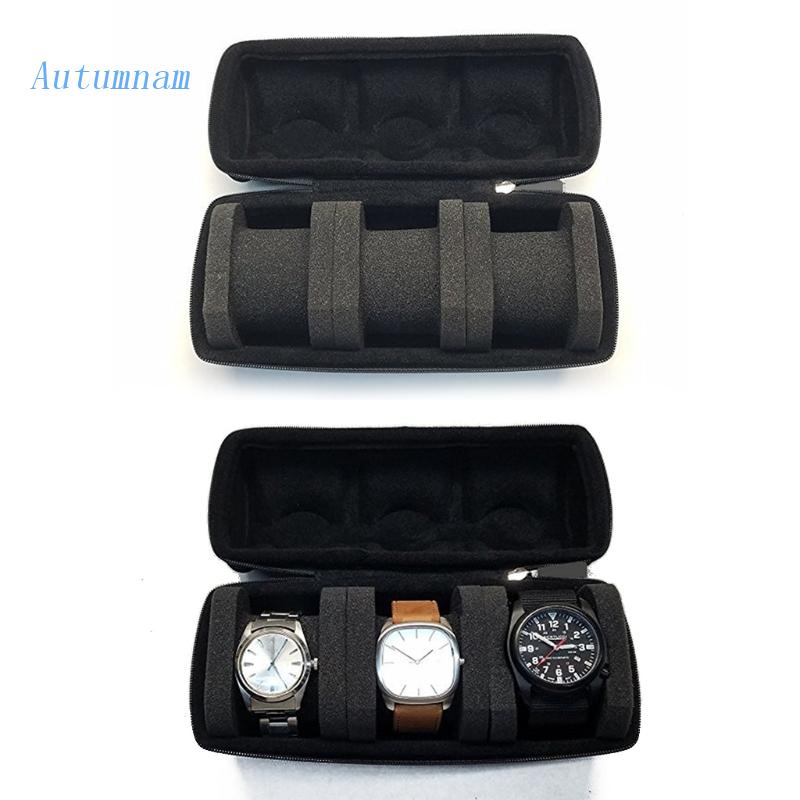 Túi Đựng Đồng Hồ Đeo Tay Màu Đen Có Khóa Kéo Có Thể Tháo Rời Mang Đi Du Lịch Tiện Lợi