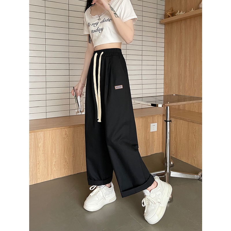 SUXI Quần Dài Ống Đứng Dáng Rộng Màu Sắc Đơn Giản Thời Trang Mùa Hè Theo Phong Cách Vintage