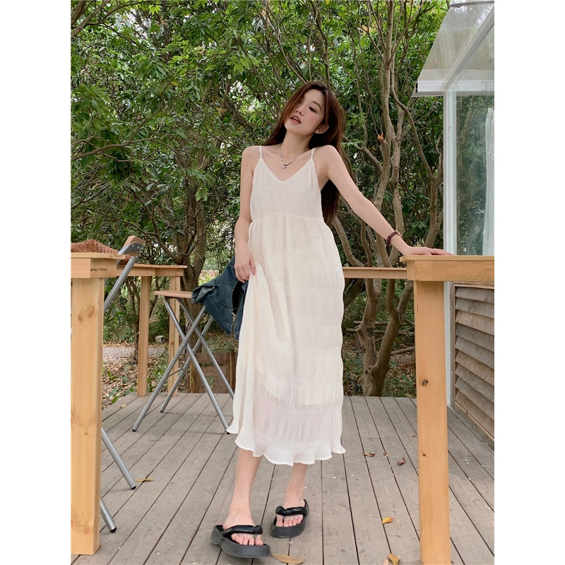 Đầm Hai Dây Mỏng Dáng Rộng Thời Trang Mùa Hè Xinh Xắn Cho Nữ