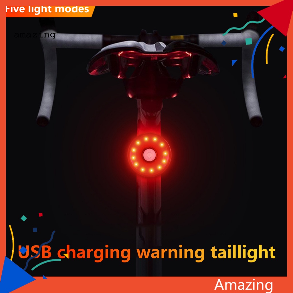 Đèn Hậu Cảnh Báo An Toàn 5 Chế Độ Ánh Sáng Cao Có Thể Sạc Lại Bằng Cổng USB Cho Xe Đạp