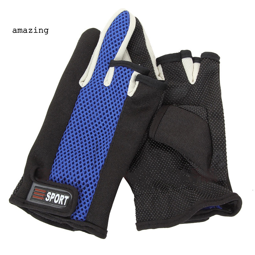 Găng Tay Lưới 3 Ngón Chống Trượt Tiện Dụng Khi Đi Xe Đạp / Câu Cá