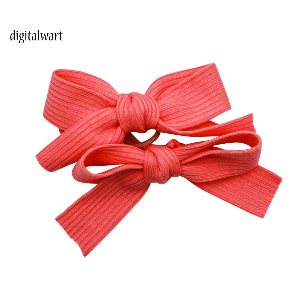 Kỹ Thuật Số| Set 2 Dây Cột Tóc Co Giãn Đính Nơ Dệt Kim Cho Nữ