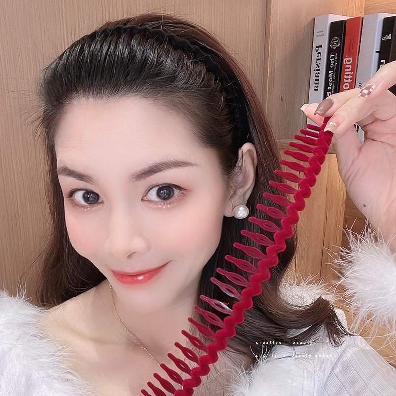 Cài tóc răng dài lượn sóng nhỏ bọc vải nhung nhiều màu phong cách thời trang trẻ trung CA38