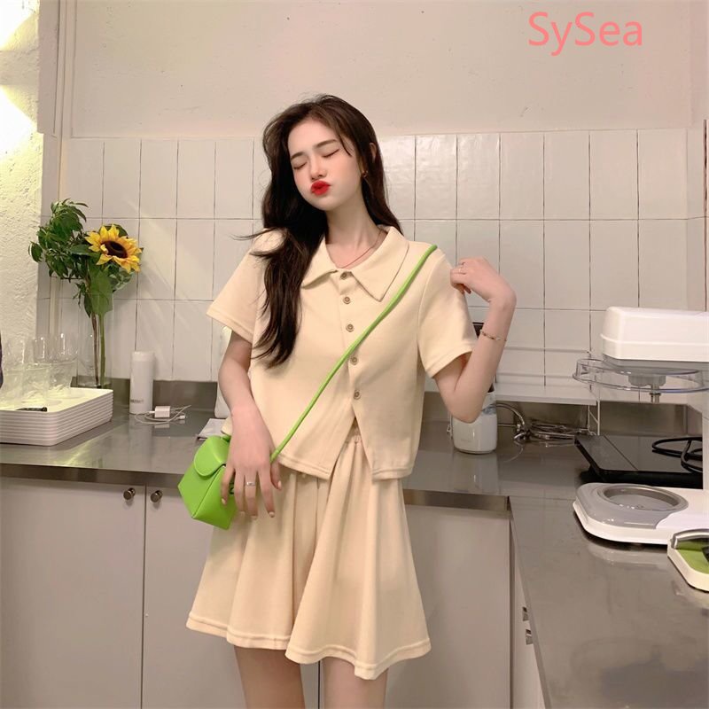 Set Áo Sơ Mi Polo Phối Quần Short Thời Trang Hè Cá Tính Cho Nữ