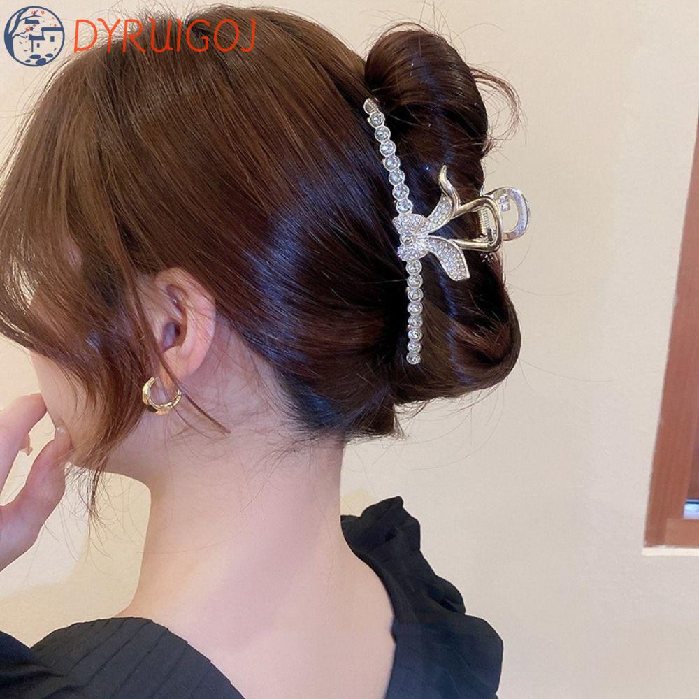 Kẹp Tóc Nơ Bằng Hợp Kim Màu Đen Thời Trang Thanh Lịch|Kẹp Tóc Hình Tai Thỏ Lấp Lánh