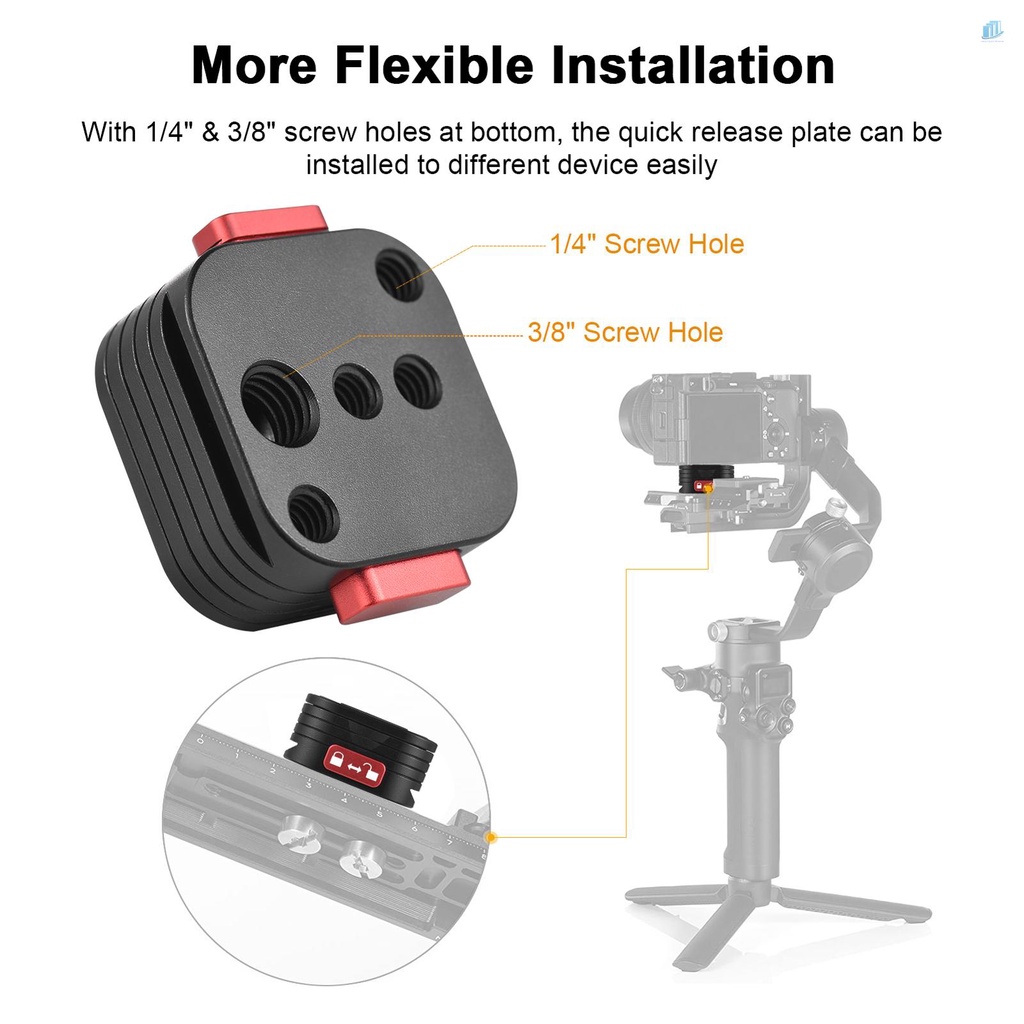 Đĩa QR Tháo Lắp Nhanh Bằng Hợp Kim Nhôm Với Ốc Vít 1 / 4 Inch Cho Tay Cầm Chống Rung Máy Ảnh DSLR