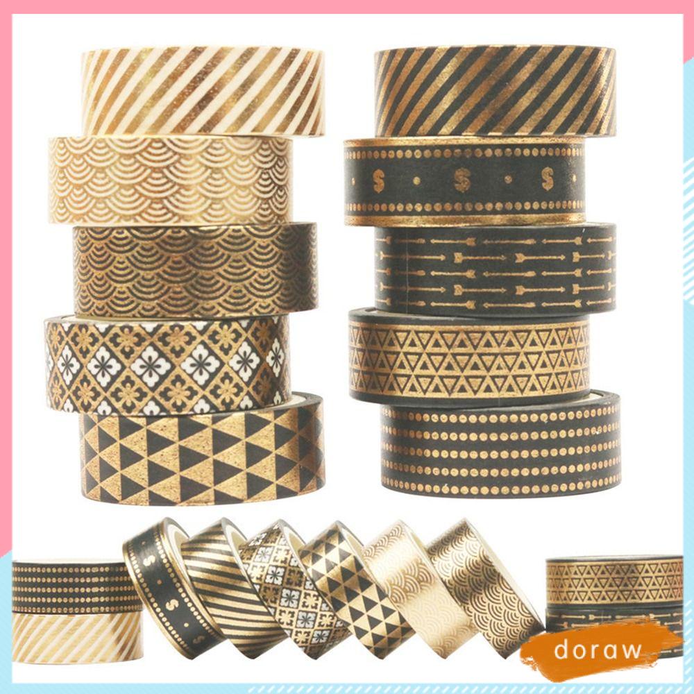 Băng Trang Trí DORAW 10 Cuộn Màu Đen|Sticker Dán Trang Trí Scrapbook Hình Đám Mây Và Biển