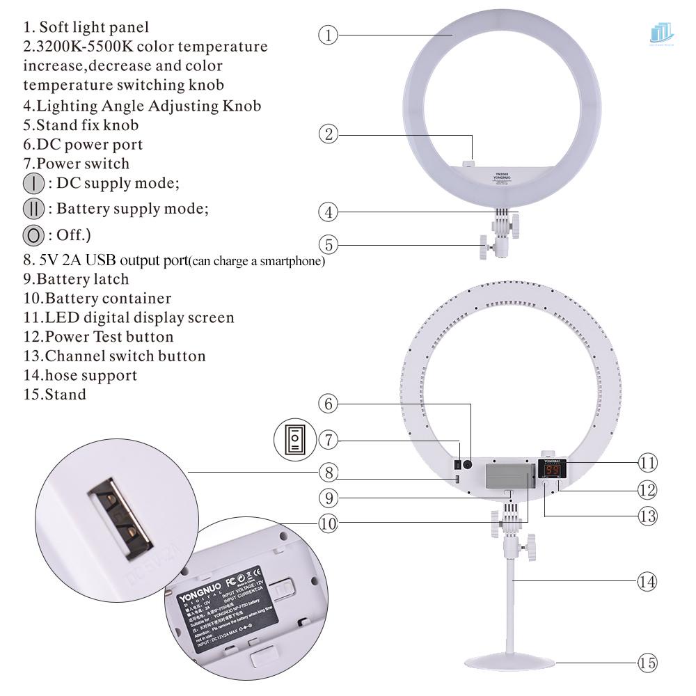 Đèn LED Vòng Tròn Thông Minh YONGNUO YN208S 3200K-5500K 18.5W Hỗ Trợ Chụp Ảnh Selfie