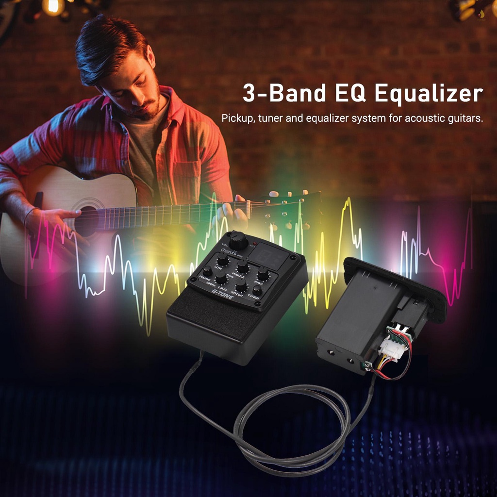 Bộ Cân Bằng Âm Thanh Cherub GT-4 G-Tone 3 Băng Tần Có Đèn LED Cho Đàn Guitar Acoustic