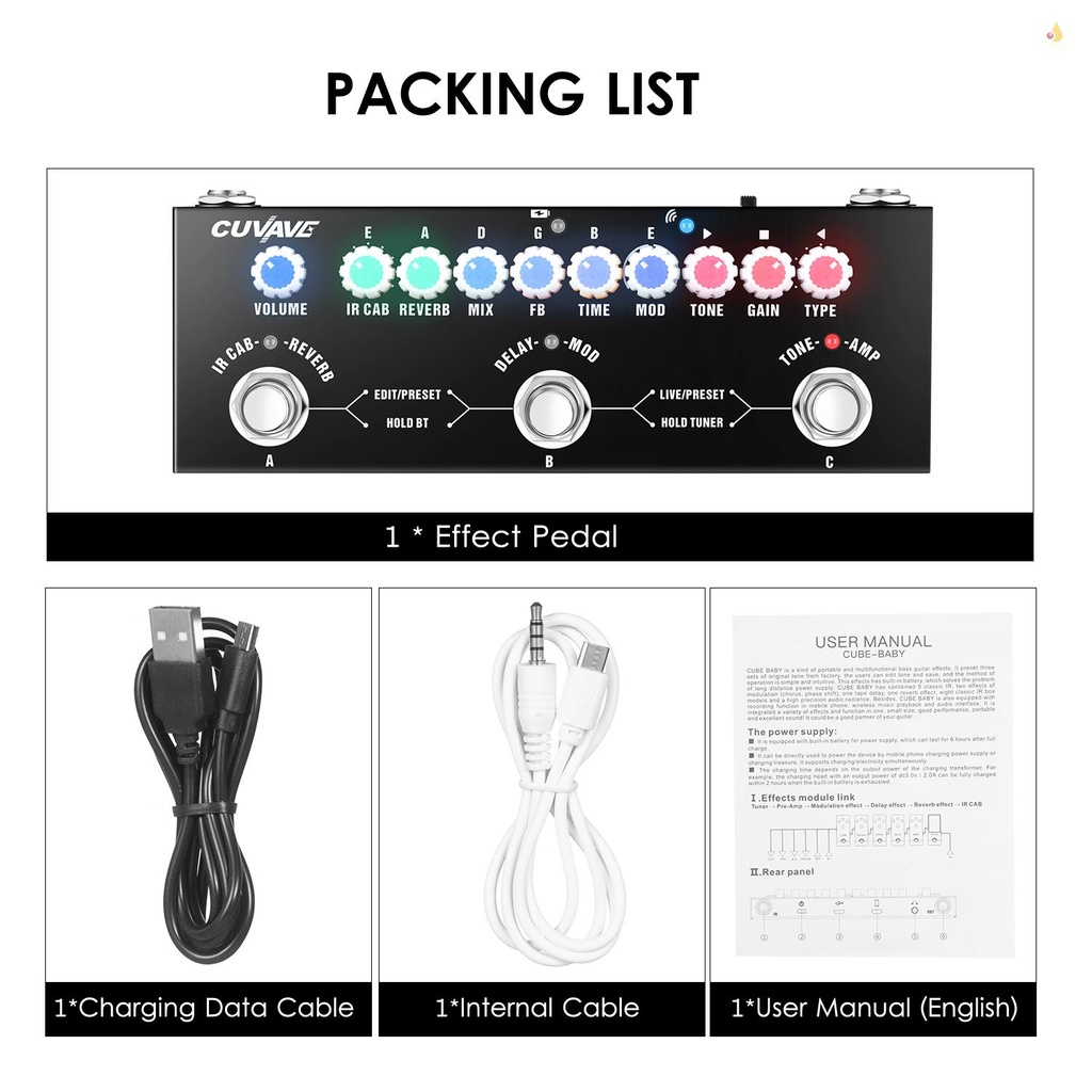 Bàn Đạp Hiệu Ứng Đàn Guitar Điện Không Dây mynice CUVAVE Khối Lập Phương Di Động Đa Năng Kết Hợp Với Giao Diện Âm Thanh Không Dây Cho Điện Thoại Di Động