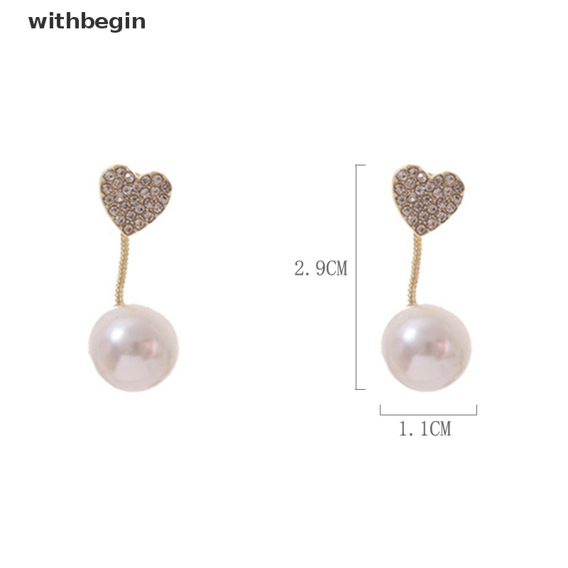1 Đôi Bông Tai Hình Trái Tim Đính Ngọc Trai Thời Trang Dành Cho Nữ