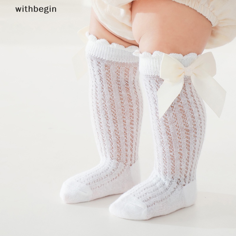 Đôi Vớ Cotton Mềm Mại Đính Nơ Dài Đến Đầu Gối Cho Bé Gái