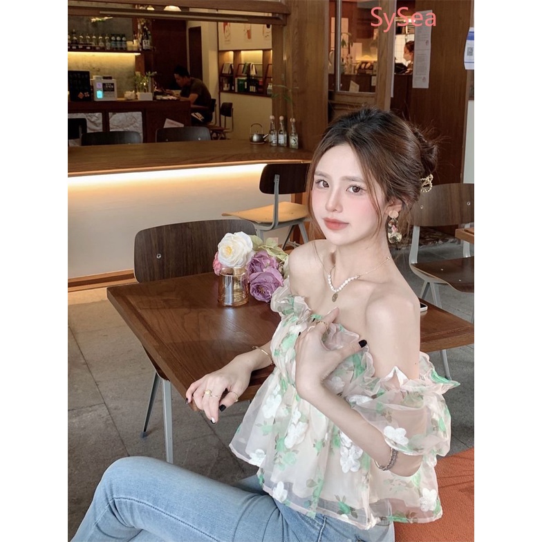 Áo Hoa Trễ Vai Phong Cách Hàn Quốc Xinh Xắn Cho Nữ