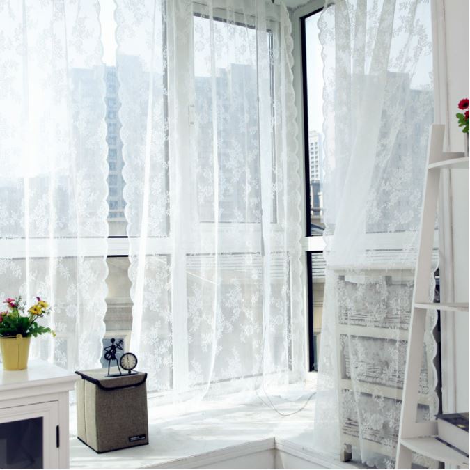 Rèm vải ren voan hoa trắng vintage nàng thơ trang trí phòng, cửa sổ, làm background, decor studio,💥Siêu rẻ💥