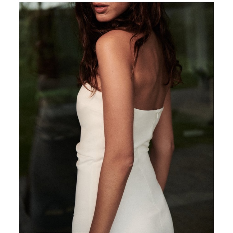 ZARA Đầm Ống Ngắn Xếp Ly Ôm Dáng Màu Trơn Thời Trang Mùa Hè 23 Zara3180332