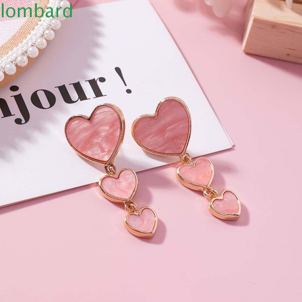 Bông Tai Dáng Dài Nhiều Lớp Hình Trái Tim Dễ Thương Phong Cách Hàn Quốc Thời Trang Cho Nữ