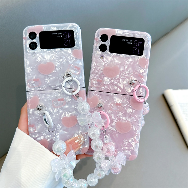 Ốp Điện Thoại Tpu Dẻo Họa Tiết Hoạt Hình Lấp Lánh Kèm Vòng Đeo Tay Cho Samsung Galaxy Z Flip 4 Z Flip 3