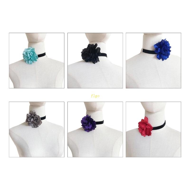 Dây Chuyền Vải Satin Mặt Hoa Hồng Phong Cách Bohemian Thanh Lịch Thời Trang Thu Đông