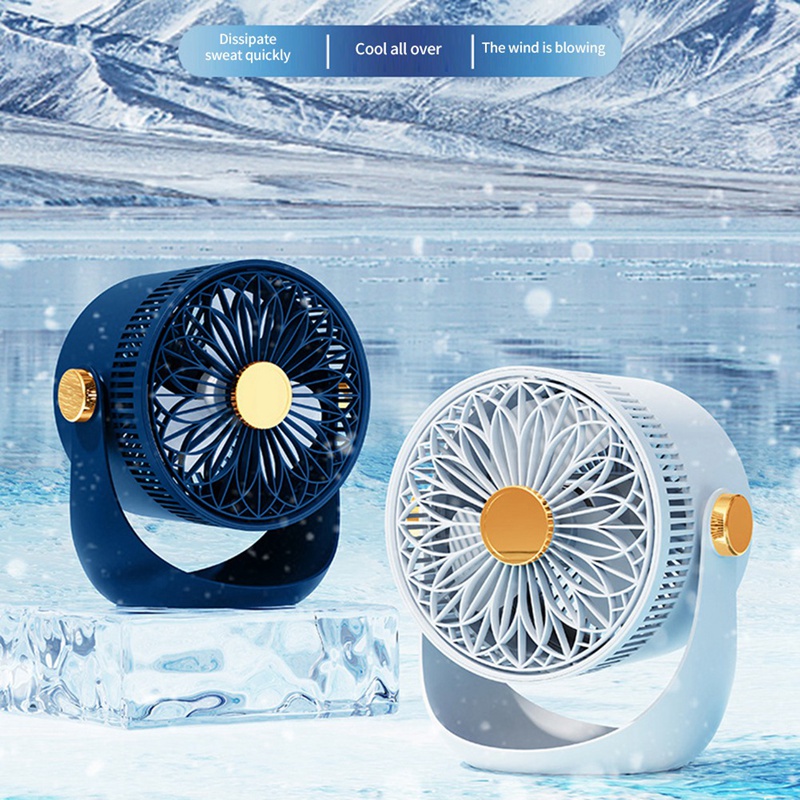 Quạt Làm Mát Điện Tử Để Bàn 2400MAh Sạc Cổng USB Có Thể Sạc Lại