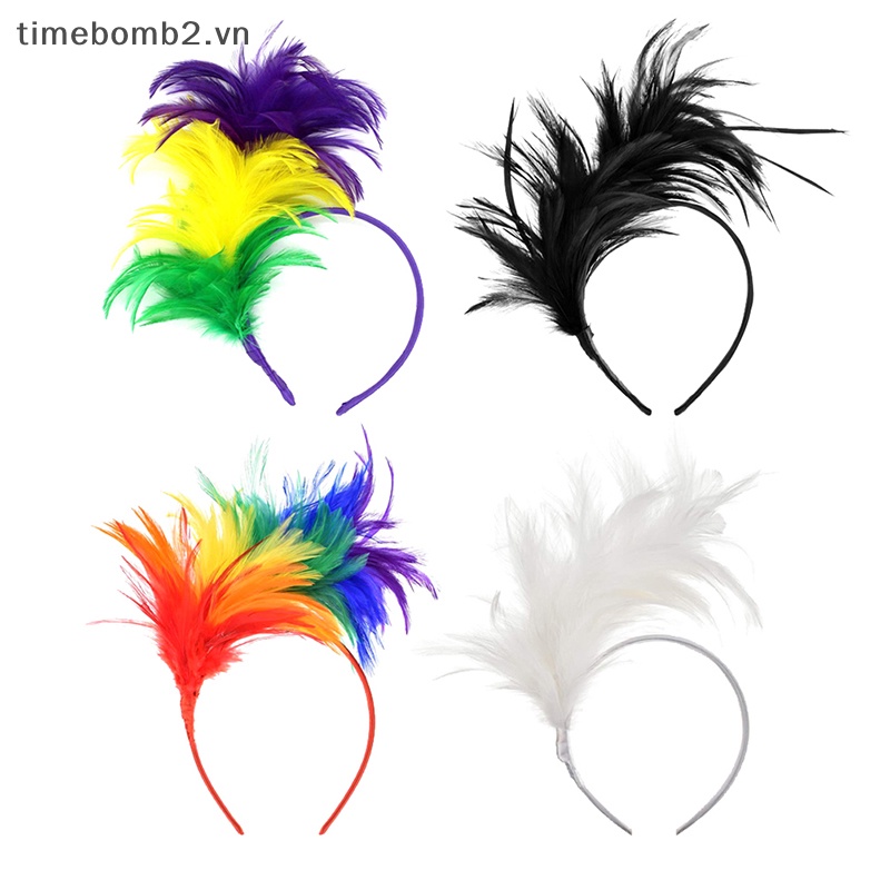{Timebomb} Băng Đô Đính Lông Vũ Nhiều Màu Sắc Mardi Gras Phụ Kiện Hóa Trang Dự Tiệc Dành Cho Người Lớn