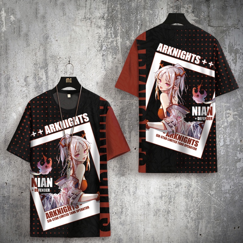 Áo Thun Tay Ngắn In Họa Tiết Anime Nian Lappland Texas 3D Thời Trang Cỡ Lớn