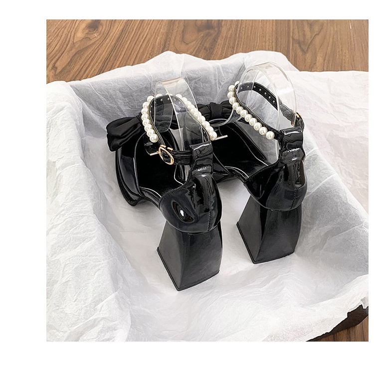 Giày búp bê dày cao gót nữ 9cm Đính nơ xinh xắn dành cho nữ mary jane giày cao gót đen giày lolita đế cao